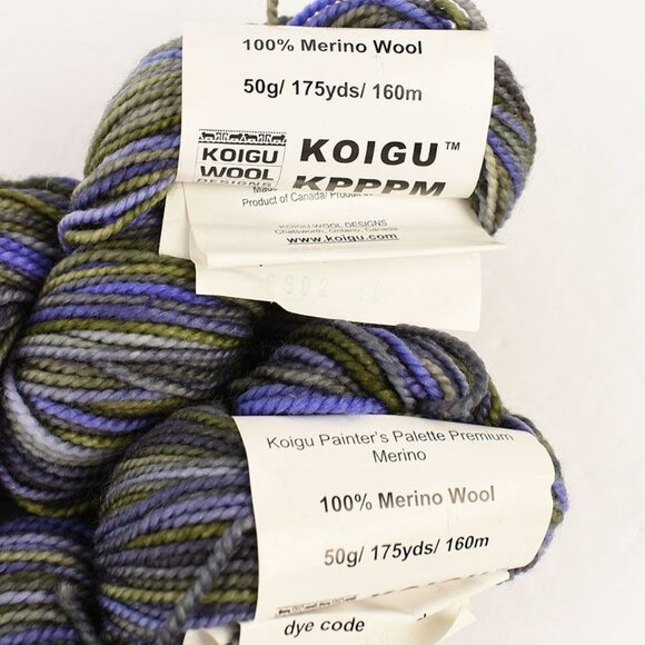 Koigu KPPPM Merino Wool Yarn 2 Skeins Hand Painted P902 Green Periwinkle - Picture 3 of 3